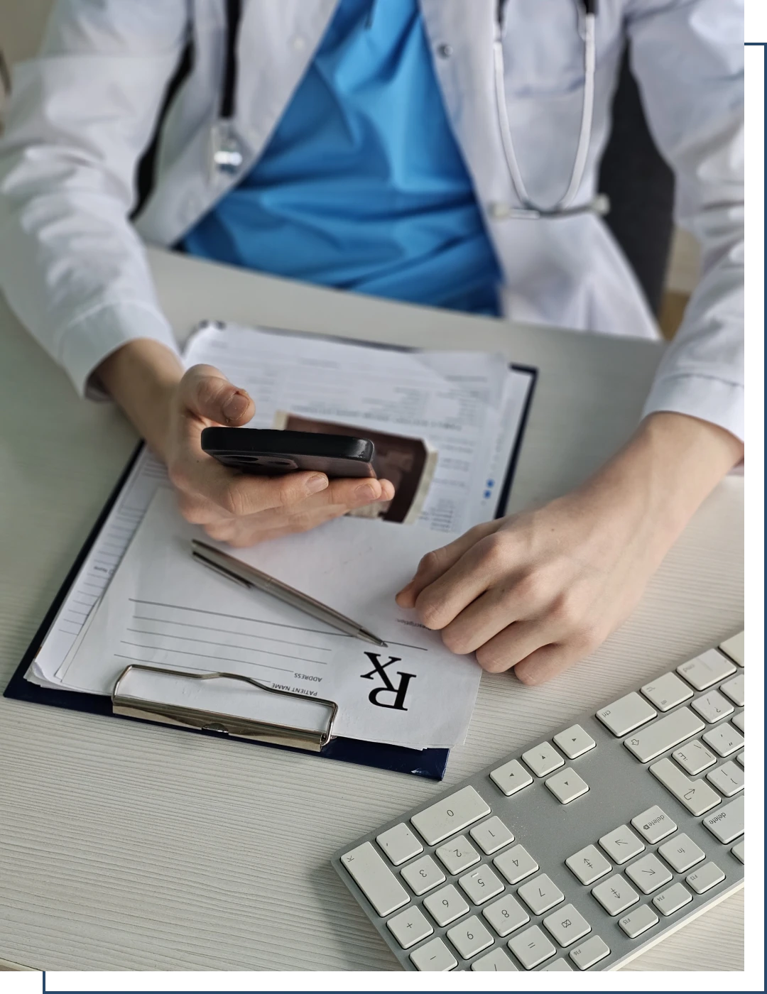 Medical professional reviewing prescription